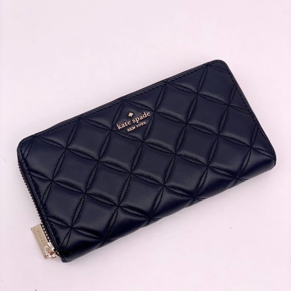 Kate Spade Large Natalia Continental Quilted Leather Wallet Black